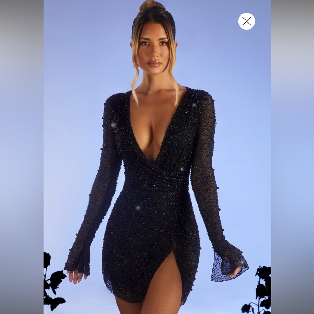 Oh Polly embellished back wrap dress
